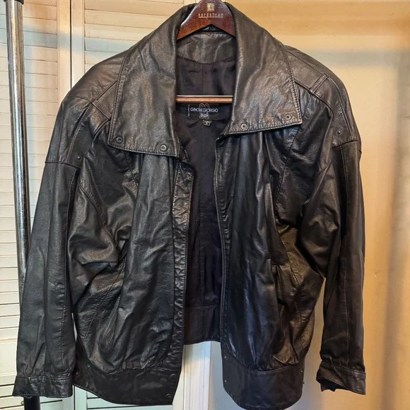 Vintage Leather Bomber jacket by Gino Giorgio - Picture 3 of 3